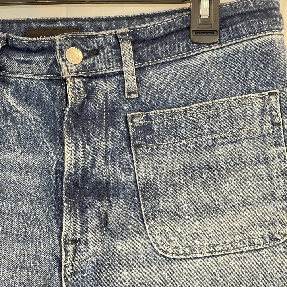 Free Assembly Jeans Womens 10 Blue Super High Rise Wide Leg Front Patch Pockets - Picture 3 of 16